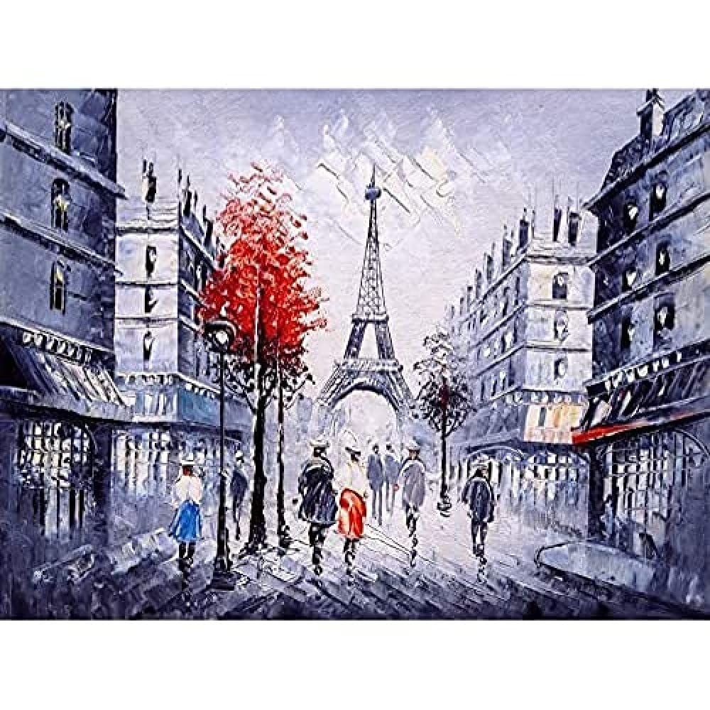 Eiffel Tower In Paris Red Tree Art Print Canvas Premium Wall Decor Poster