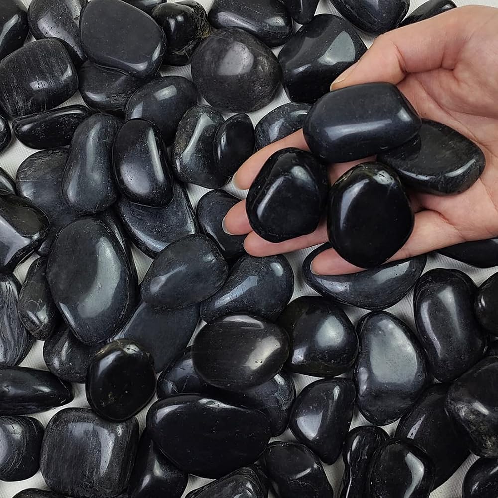 FANTIAN 2 lbs Black Pebbles 30-50 mm Garden Fish Tank Decorative Stones