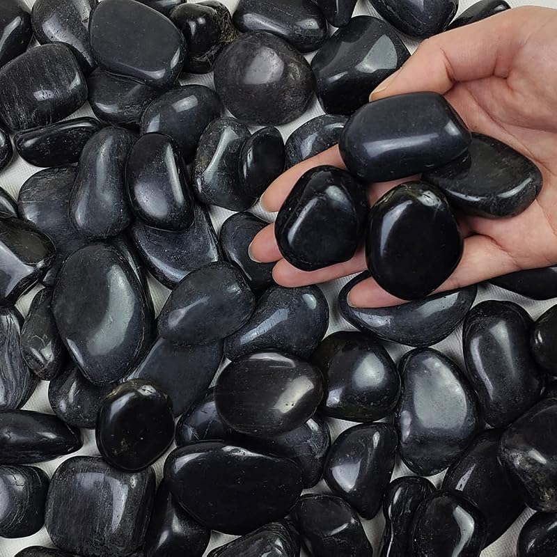 FANTIAN 2 lbs Black Pebbles 30-50 mm Garden Fish Tank Decorative Stones