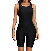 ATTRACO Athletic One Piece Swimsuits for Women Boyleg Swimwear Racerback | Color Block, Built-in Bra, Knee Length, Racerback, Full Lining, Breathable, Quick-drying Fabric, for Surfing, Beach Wear