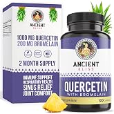 Ancient Bliss Quercetin with Bromelain | Quercetin 1000mg Bromelain 200mg per Serving | Supports Immune System, Joint Health, Respiratory Health &amp; Overall Well-Being &ndash; 120 Capsules