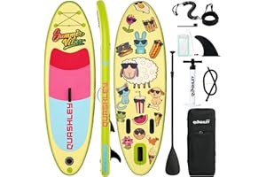 Quashley Kids Stand Up Paddle Board, Inflatable Paddleboards with Sup Board Accessories, Durable, Stable Design, Wide Non-Slip Deck, Hand Pump, Adjustable Aluminum Paddle,Surfboard Youth & Kids