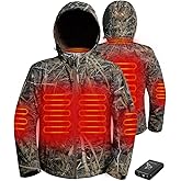 Hunt Quiet Heated Jacket For Men With Battery, 100% Waterproof Insulated Coat for Duck Hunting (Evos Camo, M-XXL)
