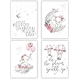 Canssape Set of 4 Elephant Baby Nursery Wall Decor Bedroom Wall Art Hot Air Balloon Prints 8"x10"in Nursery Wall Poster For Kids Room Wall Decor(Unframed)
