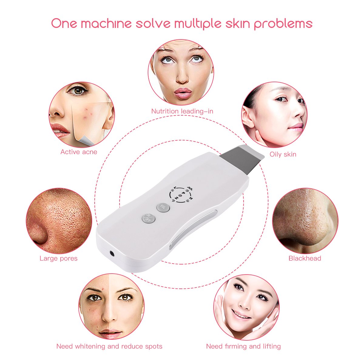 Skin Scrubber, CkeyiN Rechargeable Portable Facial Skin Cleaner Anion Face Skin Peeling Skin Rejuvenation Skin Care,Good for removing Wrinkle & Melanin