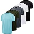 Real Essentials 5 Pack: Youth Mesh Moisture Wicking Active Athletic Performance Short-Sleeve T-Shirt Boys & Girls