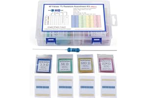 EMGTMS Y&Z 40 Values 400 Pcs 1/2W Resistor Kit 1Ω-1MΩ ±1% Metal Film Resistors Assortment for Electronics Projects and DIY Experiments