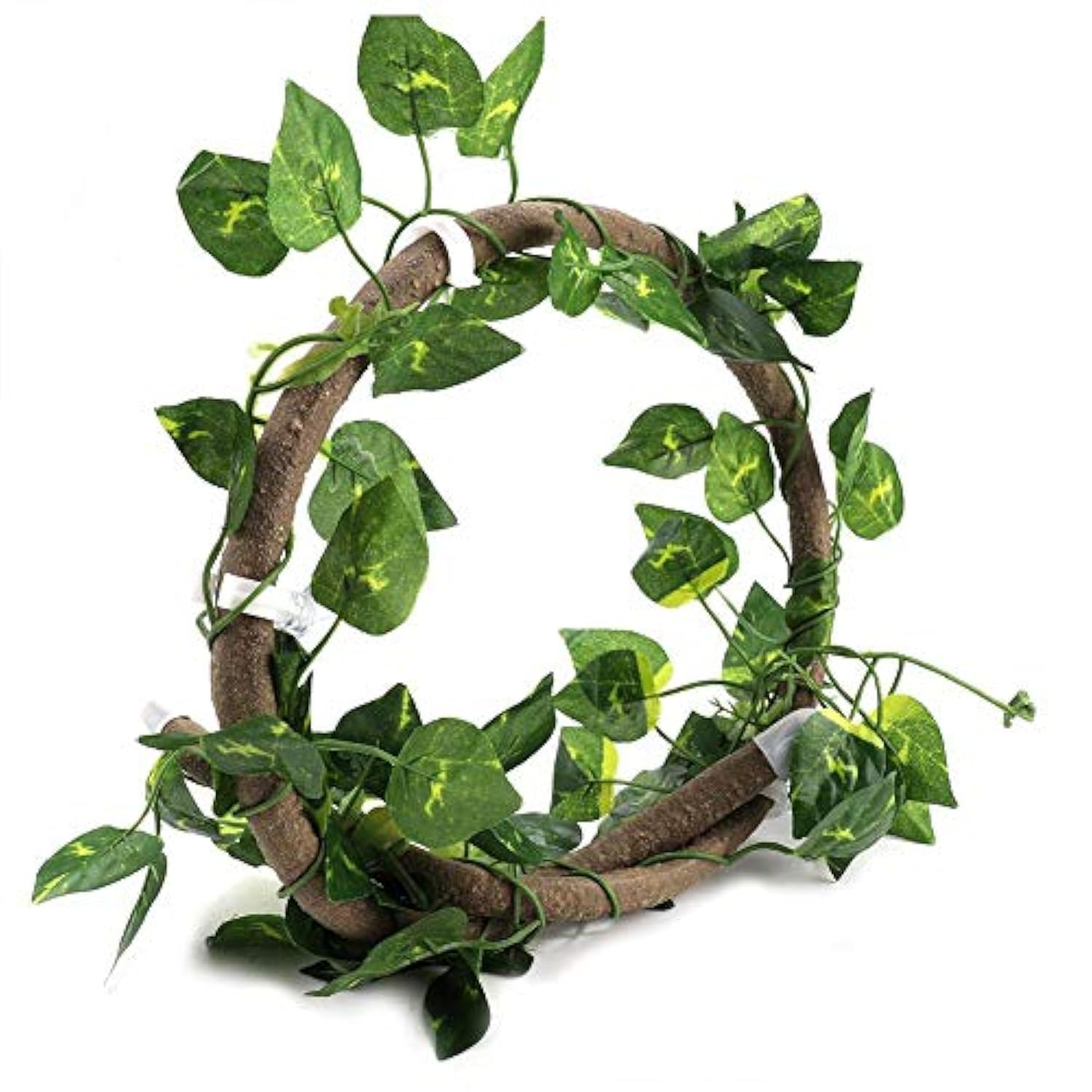 Hffheer Reptile Climbing Branch Flexible Reptile Vines Jungle Terrarium Rattan Pet Habitat Decor with Suction Cups and Realistic Leaf for Chameleon Lizards Gecko