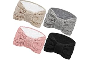 Chalier Warm Winter Headbands for Women Cable Crochet Turban Ear Warmer Headband Gifts with Plush