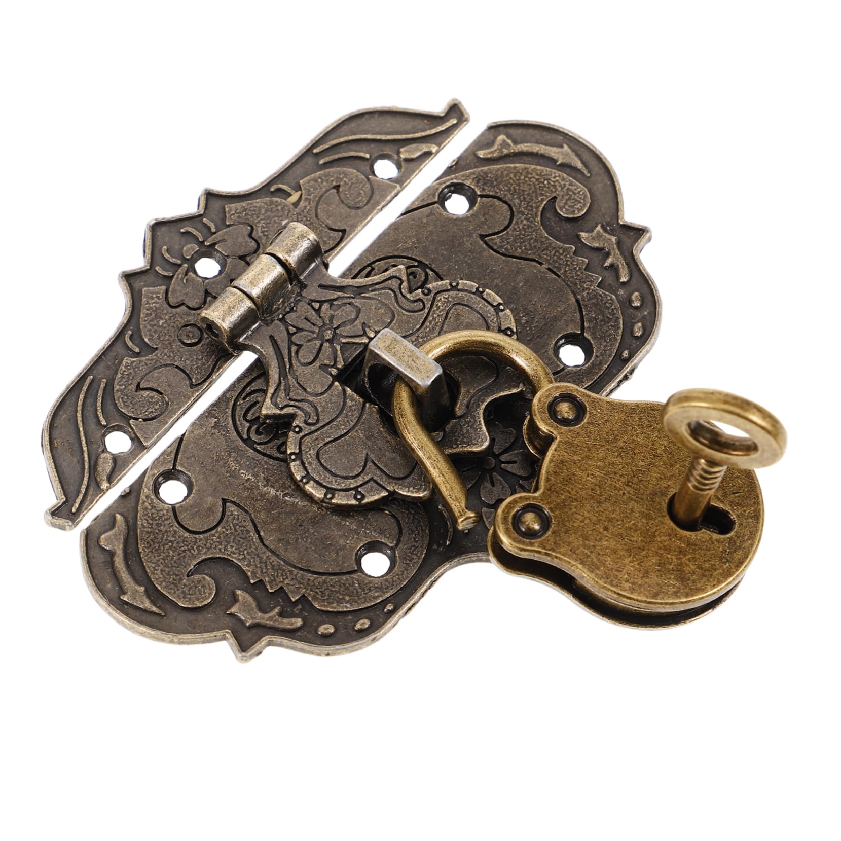 Artibetter Bear Padlock Vintage Zinc Alloy Hasp Lock for Jewelry and Gift Boxes Decorative Small Keyed Lock with Buckle Latch for Secure Closure