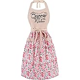 HYVOROS Cute Floral Aprons for Women with Pockets,Cotton Adjustable Neck Strap Apron for Kitchen Cooking Baking Gardening