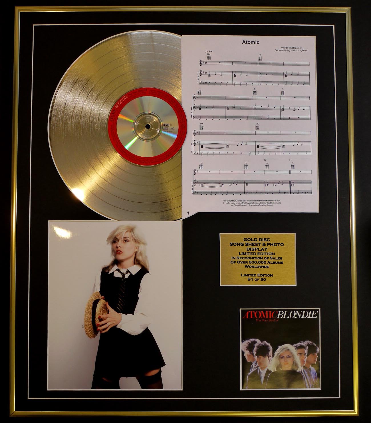 BLONDIE/CD GOLD DISC, SONG SHEET & PHOTO DISPLAY/LTD. EDITION/COA/ALBUM, ATOMIC/SONG SHEET, ATOMIC