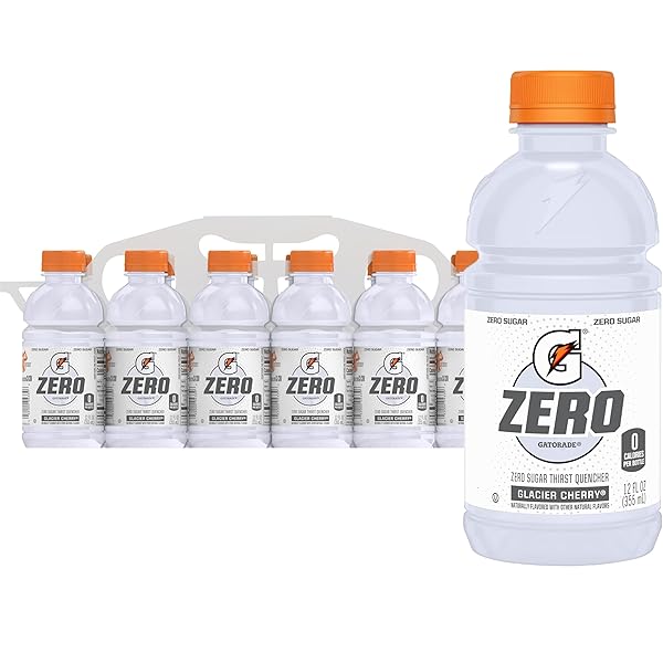 GATORADE G ZERO THIRST QUENCHER, GLACIER CHERRY, 12 OUNCE BOTTLES, 12 COUNT
