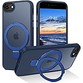 DUEDUE for iPhone SE 2022 Case Magnetic, iPhone SE 2020 Cover, iPhone 7/8 Case with Stand[Compatible with Magsafe], Translucent Matte Back Cover Kickstand Phone Cases for iPhone SE/8/7, Blue