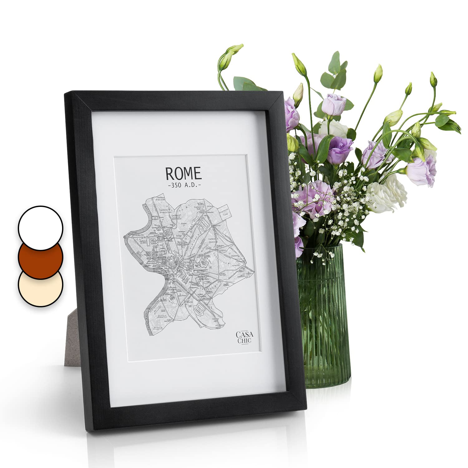 Classic by Casa Chic – Solid Wood A4 Photo Frame – Black – Mount for 6×8 inch (15×20 cm) Picture or Certificate -Tempered Glass