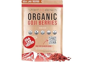 Nutrient Elements Goji Berries – 2 lb/32 oz – USDA Organic, Raw, Sun-Dried, Hand-Picked – Extra Large Dried Berries – Resealable Bag – Naturally Grown, No Additives