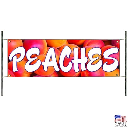 Amazon Com Peaches Fresh Fruit Shop Advertising Vinyl Banner
