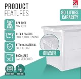 Klass Home Collection 3 x 80 Litre Large Plastic Storage Boxes With Lids Set of view 2