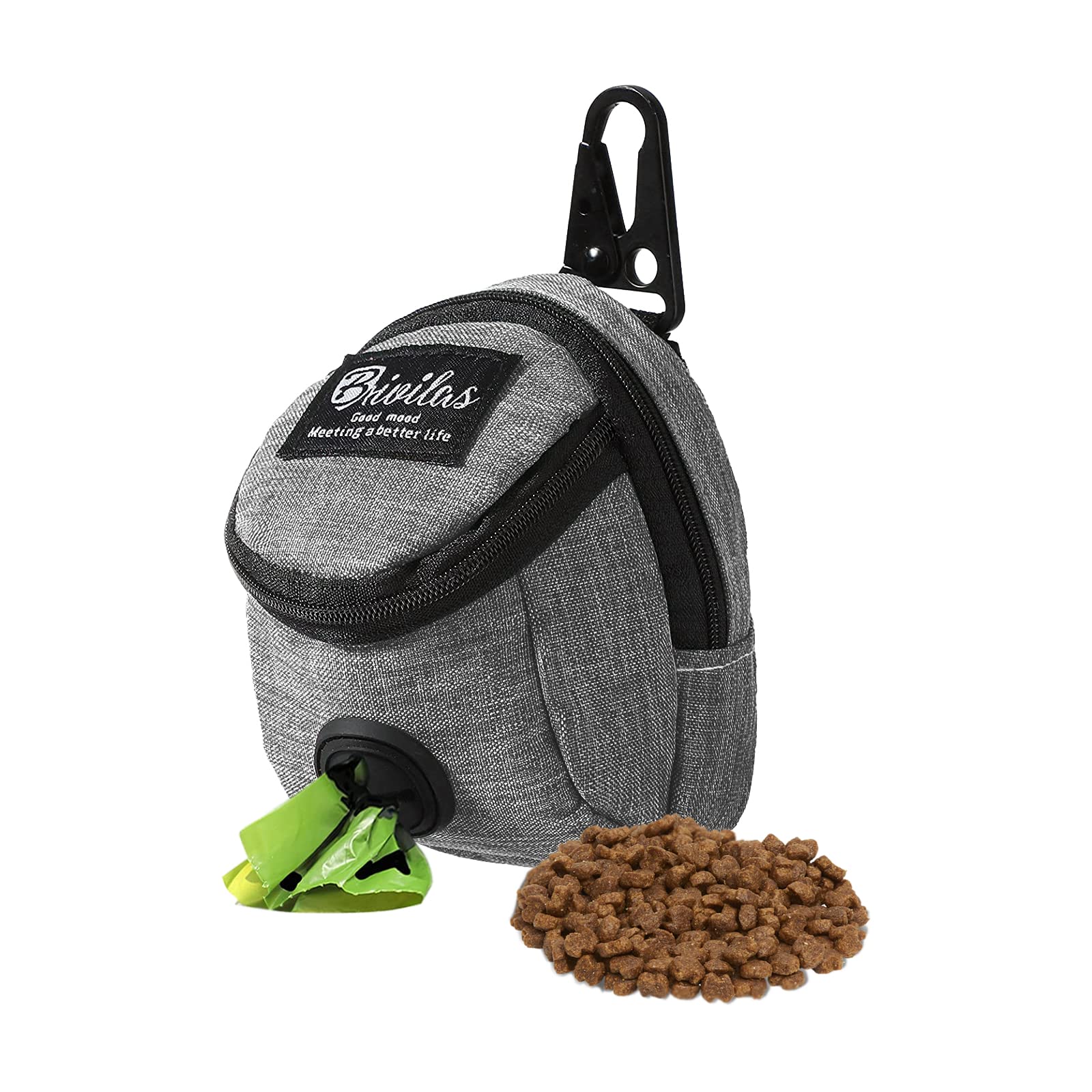 FuninCrea Dog Treat Pouch Bag, Dog Treat Bag with Built-in Poop Bag Dispenser Dog Training Treat Pouch for Walking Oxford Cloth Dog Training Bag for Travel Outdoor Training (Grey) — image 1