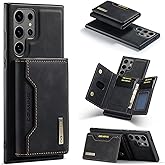 SZHAIYU 2 in 1 Detachable Leather Phone Cases for Samsung Galaxy S24 Ultra 5G Case Wallet with Card Holder Men 6.8'' (Black, S24 Ultra)