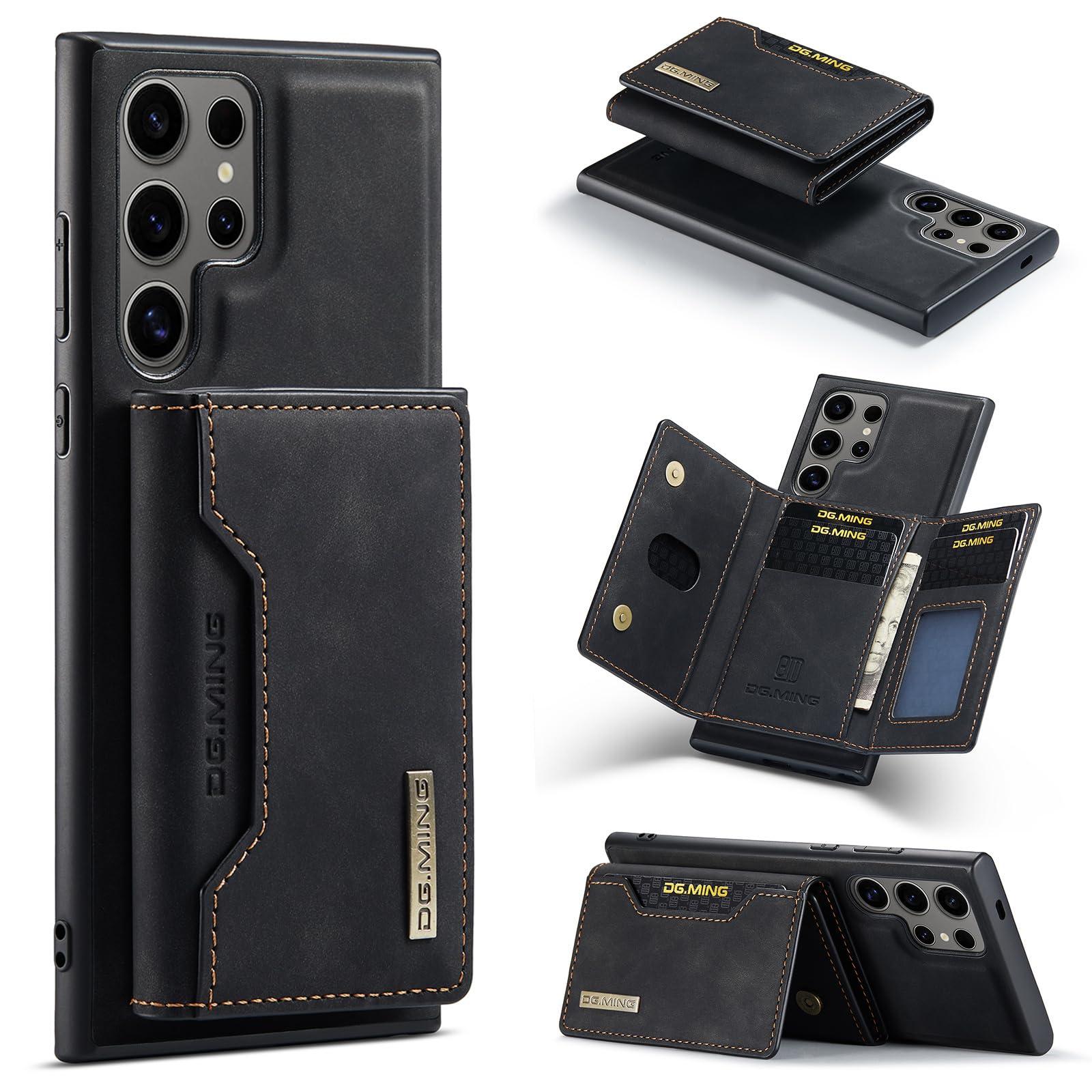 Photo 1 of SZHAIYU 2 in 1 Detachable Leather Phone Cases for Samsung Galaxy S24 Ultra 5G Case Wallet with Card Holder Men 6.8'' (Black, S24 Ultra)