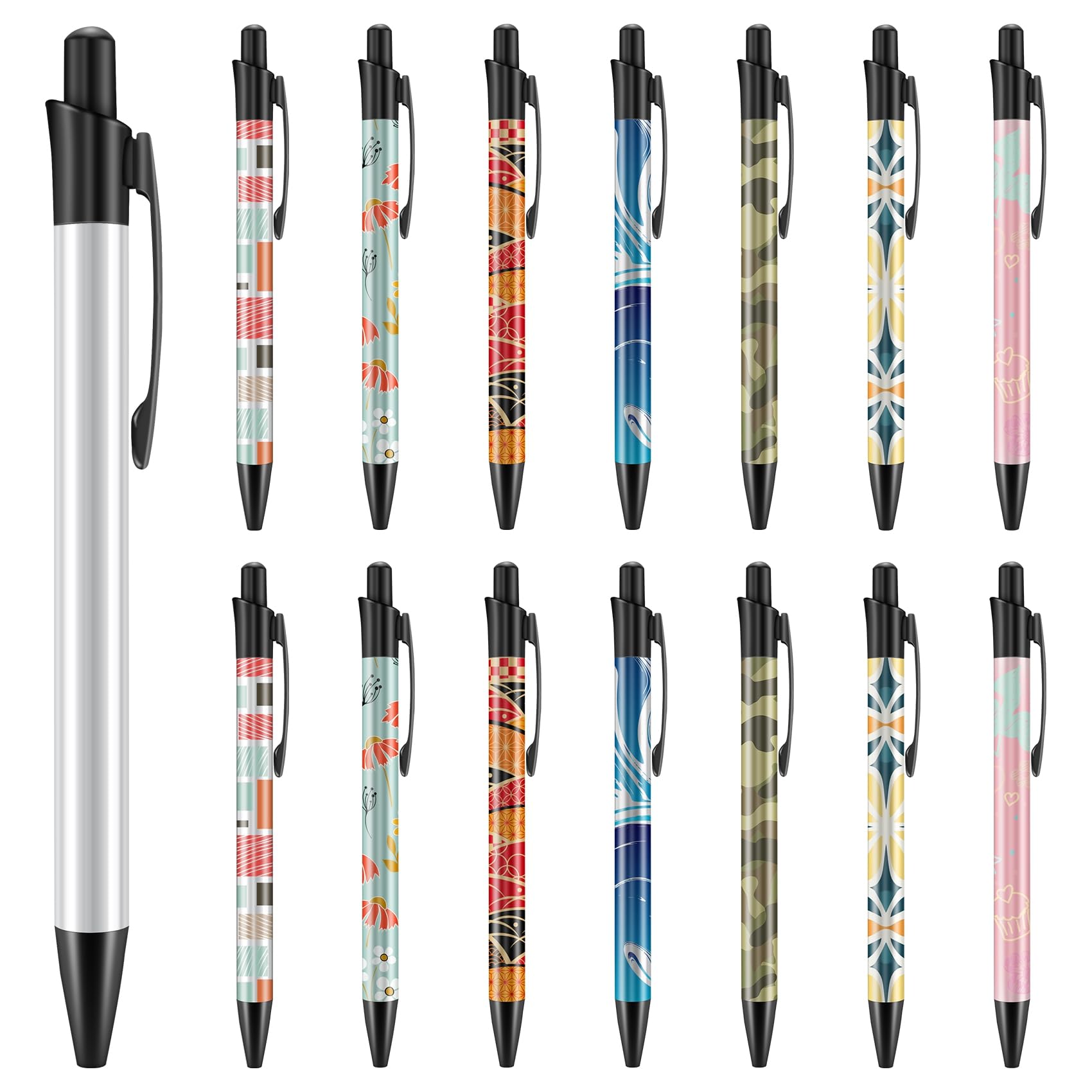 Dropfree 15PCS Sublimation Pens Blank Heat Transfer Ballpoint Pen Personalized Retractable Ballpoint Pens for School Supplies Students Children DIY Gift