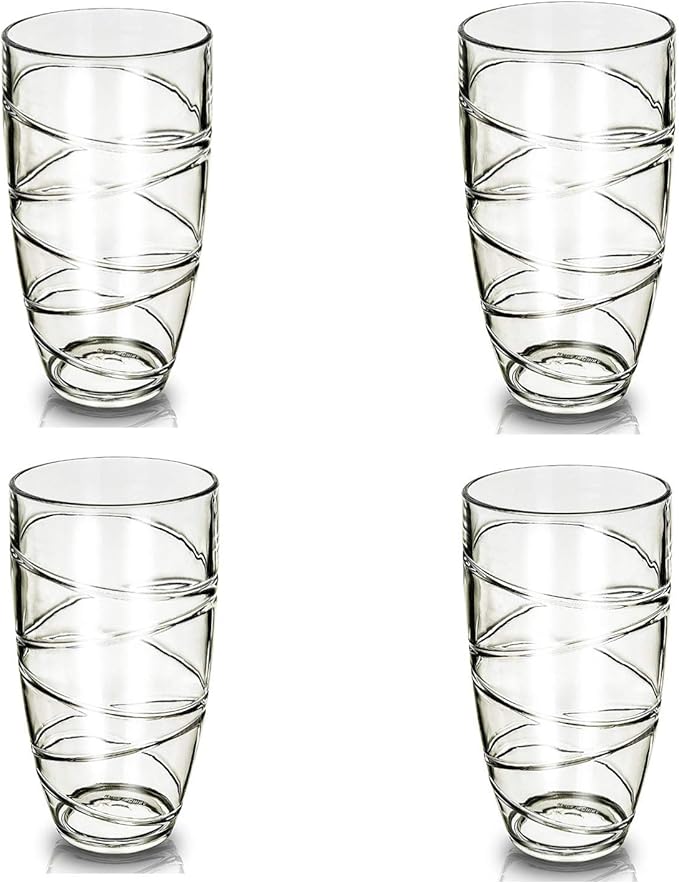 ADEPTNA Pack of 4 Hi Ball Plastic Swirl Tumblers Glasses Capacity Each