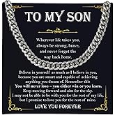 Mapileng To My Son – Inspirational Cuban Necklace Gift from Mom and Dad, Symbol of Love, Faith, and Guidance, Meaningful Birthday, Graduation, or Christmas for Son, Christian Jewelry Keepsake for Him