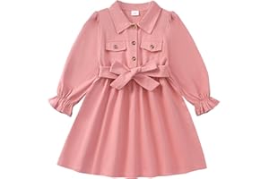 sweetabby Toddler Little Girls Dress Fall Winter Clothes Long Sleeve Shirt Dresses and Knit Vest Set Kids Girls Outfits