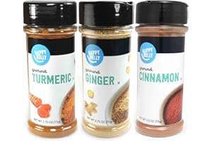 AMAZON GROCERY Amazon Brand - Happy Belly Wellness Spices (Cinnamon, Ginger, Turmeric), Set of 3