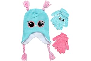 ABG Accessories Girls Critter Winter Hat and 2 Pair Gloves or Mittens (Toddler/Little Girls)