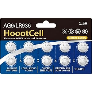 HoootCell 394 SR936sw Watch LR936 Battery AG9 SR936 194 1.5V Batteries(10) | LR45 Button Coin Cell Battery For Watch