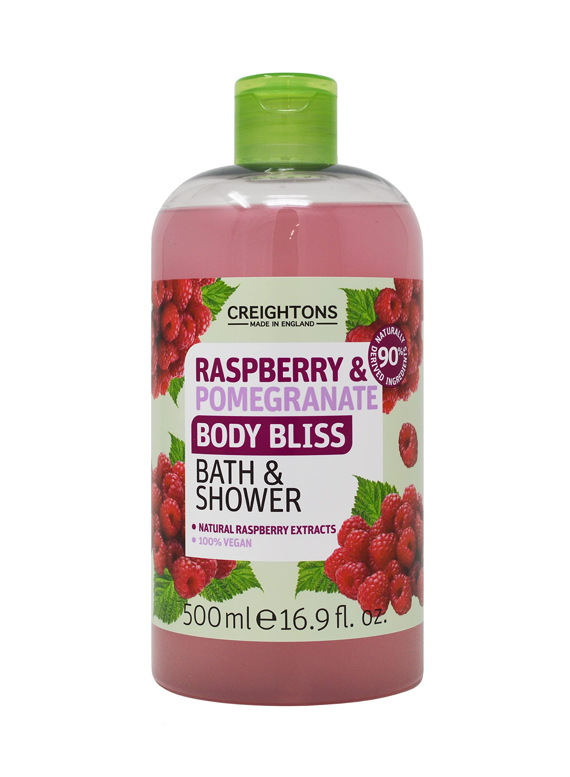 Creightons Body Bliss Raspberry and Pomegranate Bath and Shower Gel (500ml) - with 90% Naturally Derived Ingredients. Cruelty Free. Vegan Friendly.