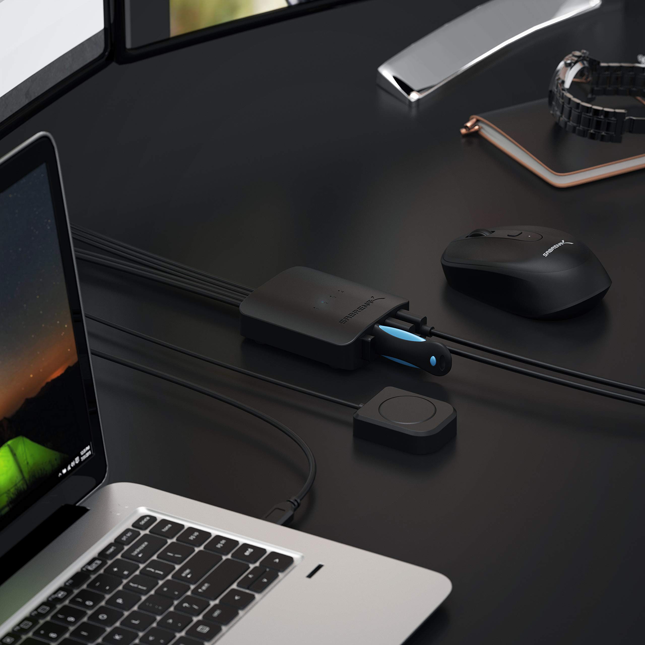 SABRENT USB 2.0 Sharing Switch up to 4 Computers and Peripherals LED Device Indicators (USB-USS4) Black