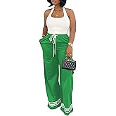 Nimsruc Wide Leg Sweatpants for Women High Waisted Drawstring Casual Loose Long Pants with Pockets