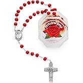 Mondo Cattolico Rosary Beads catholic for Women and Men from Vatican, Five-Decade Rosary - Rose Petals - Perfect Catholic gifts
