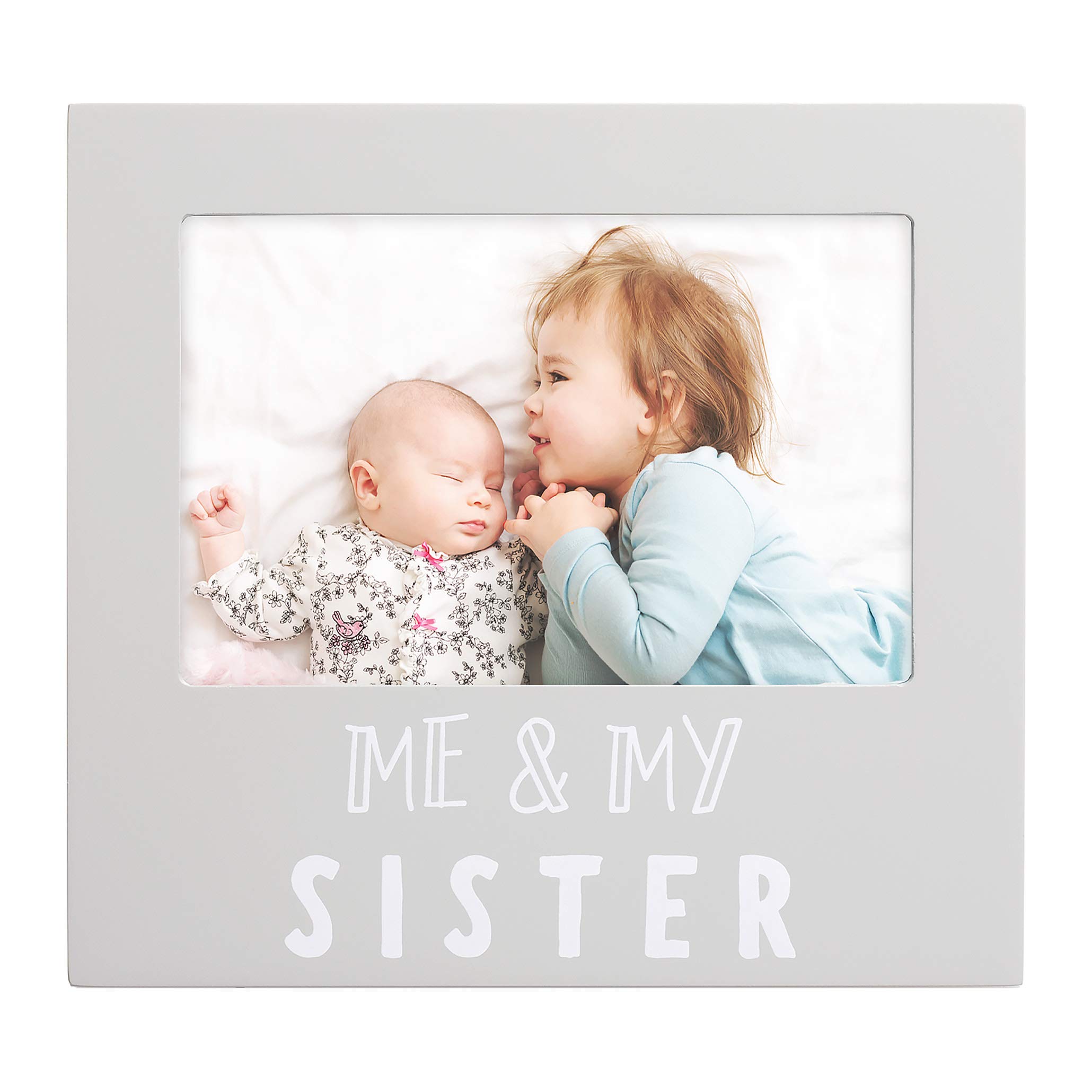 Pearhead Me & My Sister Sentiment Photo Frame, Big Sister or Brother Gift, Sibilng Pictures, Grey