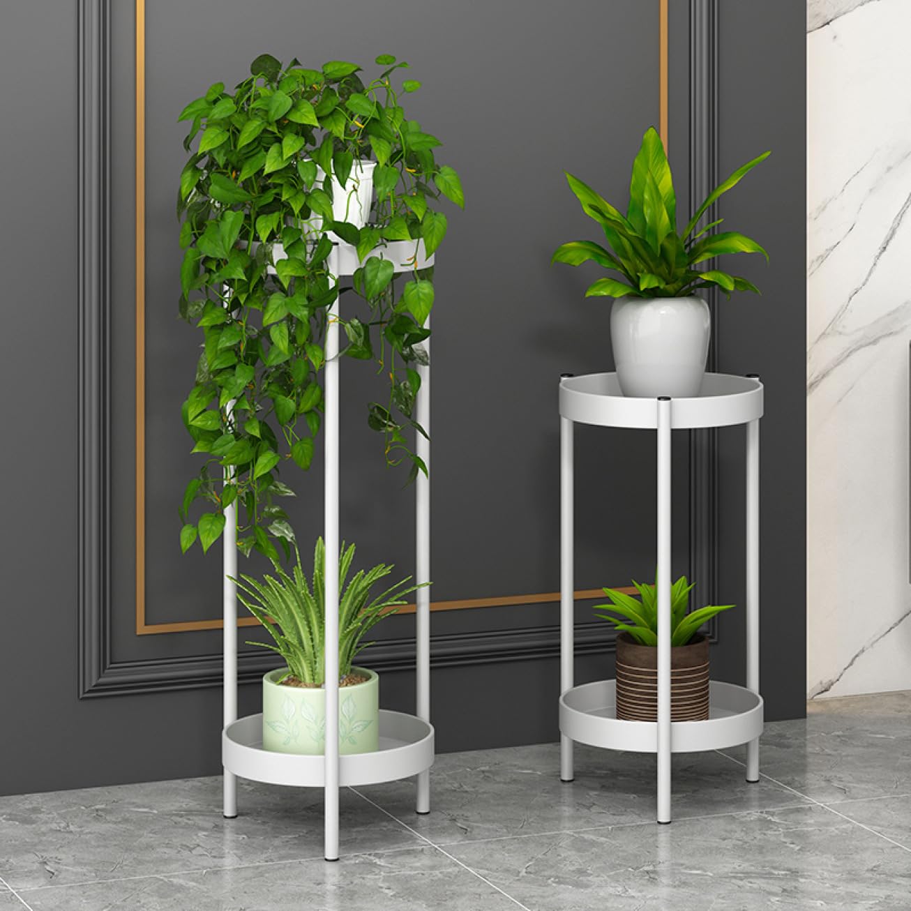 Mua MJKQ9 フラワースタンド 2段 花台 アイアン 25*60cm 観葉植物 台