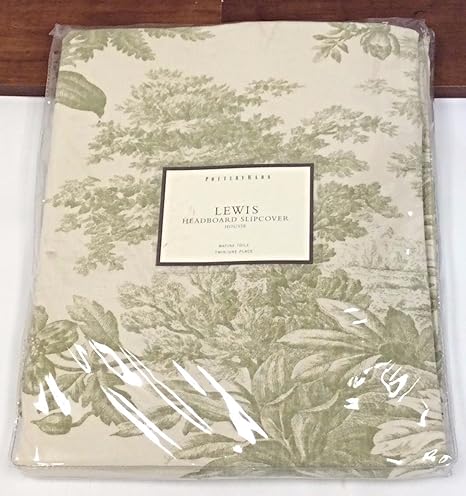 Pottery Barn Lewis Headboard Slipcover Matine Toile Sprout Green