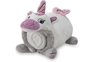 Cuddly Buddies Unicorn Snuggle Set,Animal Toy Pillow and Cozy Throw Blanket Combo,Premium Loftmink and Sherpa Fabric,Gifts for Kids Warmth and Comfort(Pillow 12 x 20,Throw 30 x 40 Inches)