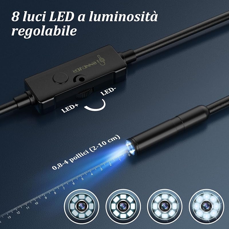 Endoscopio per Smartphone 1920P HD, Telecamera Endoscopica 10m