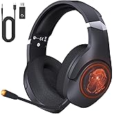 KAPEYDESI Wireless Gaming Headset, 2.4GHz Gaming Headphones Wireless with Noise Canceling Microphone for Fortnite/FPS Gamers, 40-Hr Battery Gamer Headset for PS5/4, Orange Chimpanzees