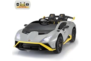 TOBBI Kids Ride on 24V Licensed Lamborghini STO Electric Car for Kids 3-8 Battery Powered Ride on Toys Lambo Sports Car with Remote Control Motorized Drift Vehicle High Speed 10km/h, Gray