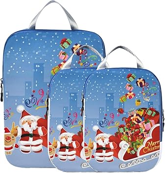 Il Giro Di Babbo Natale.Lupinz Set Di 3 Cubetti Da Viaggio Per Bagagli A Forma Di Babbo Natale Amazon It Valigeria