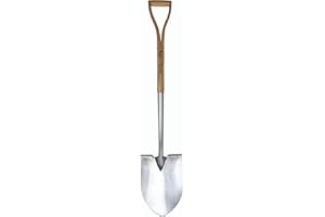 Kent & Stowe Stainless Steel Pointed Spade, Traditionally-Styled Garden Spade with Extended Shank and Large Tred, All Year Ro