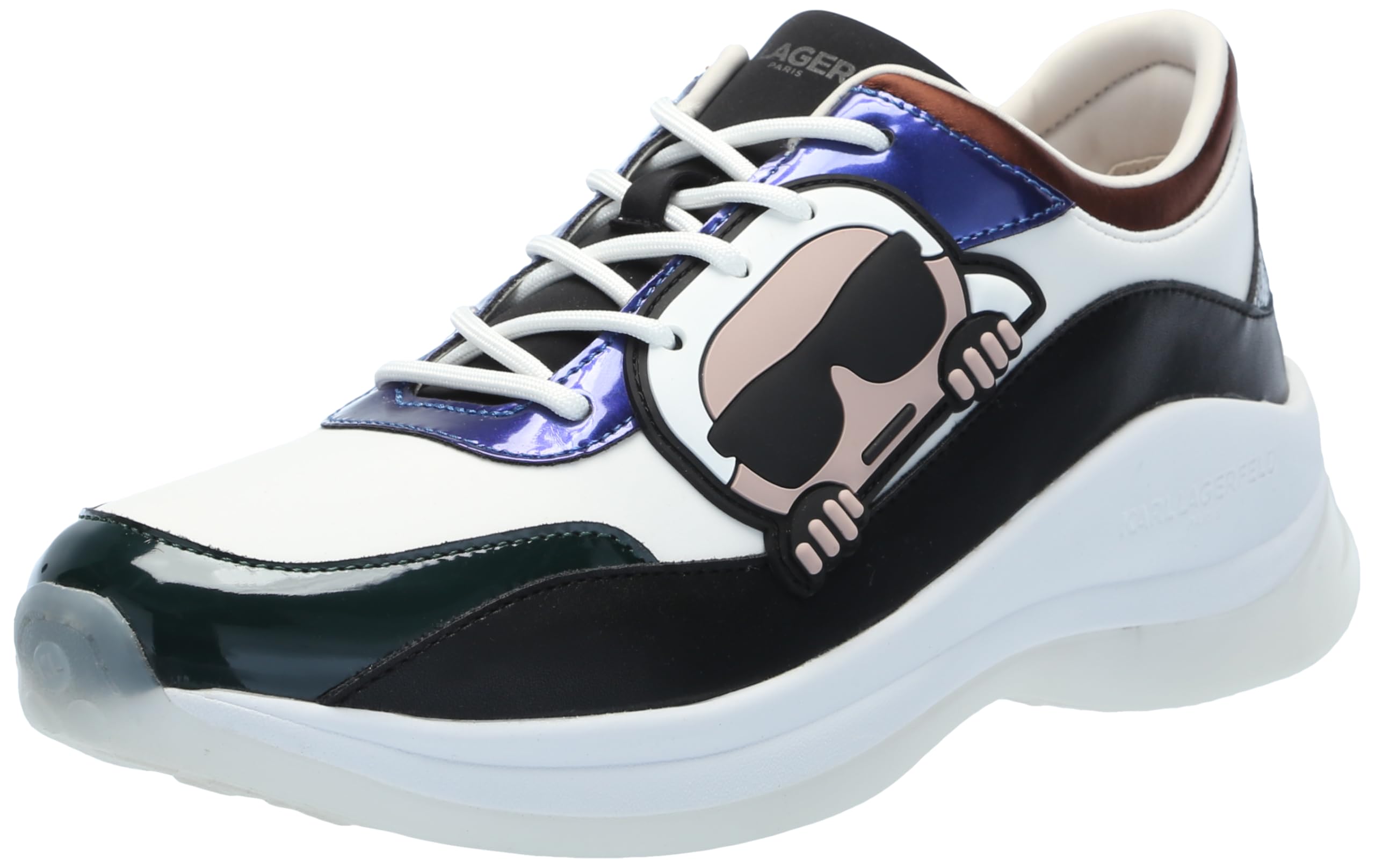 KARL LAGERFELD Paris Women’s Shoes Sneaker,Black/Bright White,8
