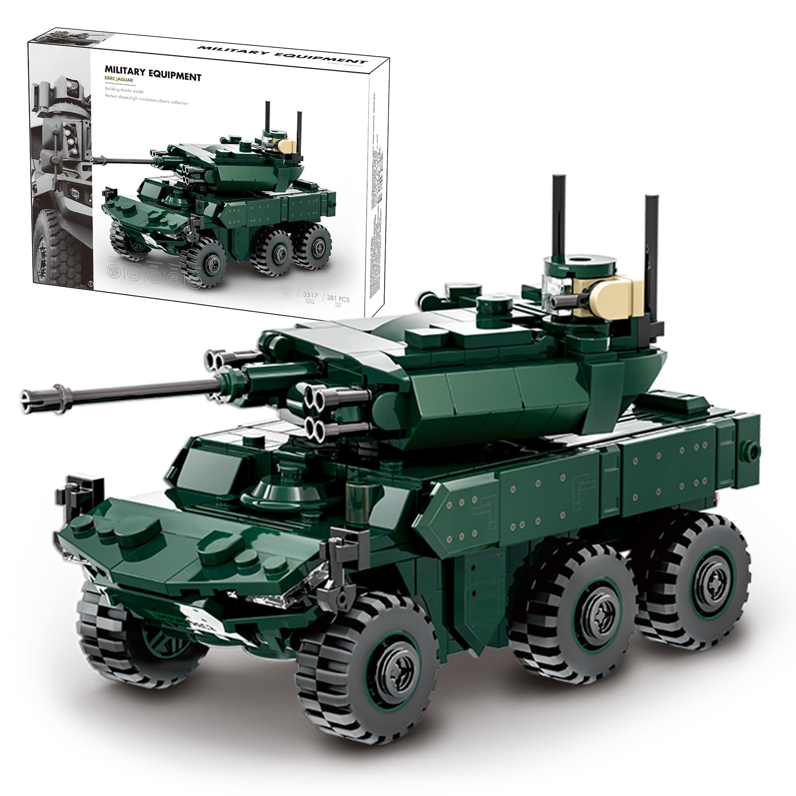 MEIEST Military Vehicle Building Blocks Sets,Armored Model Brick Set Highly Detailed Set for Military Enthusiast, Teens and Adults (EBRC JAGUAR) — image 1