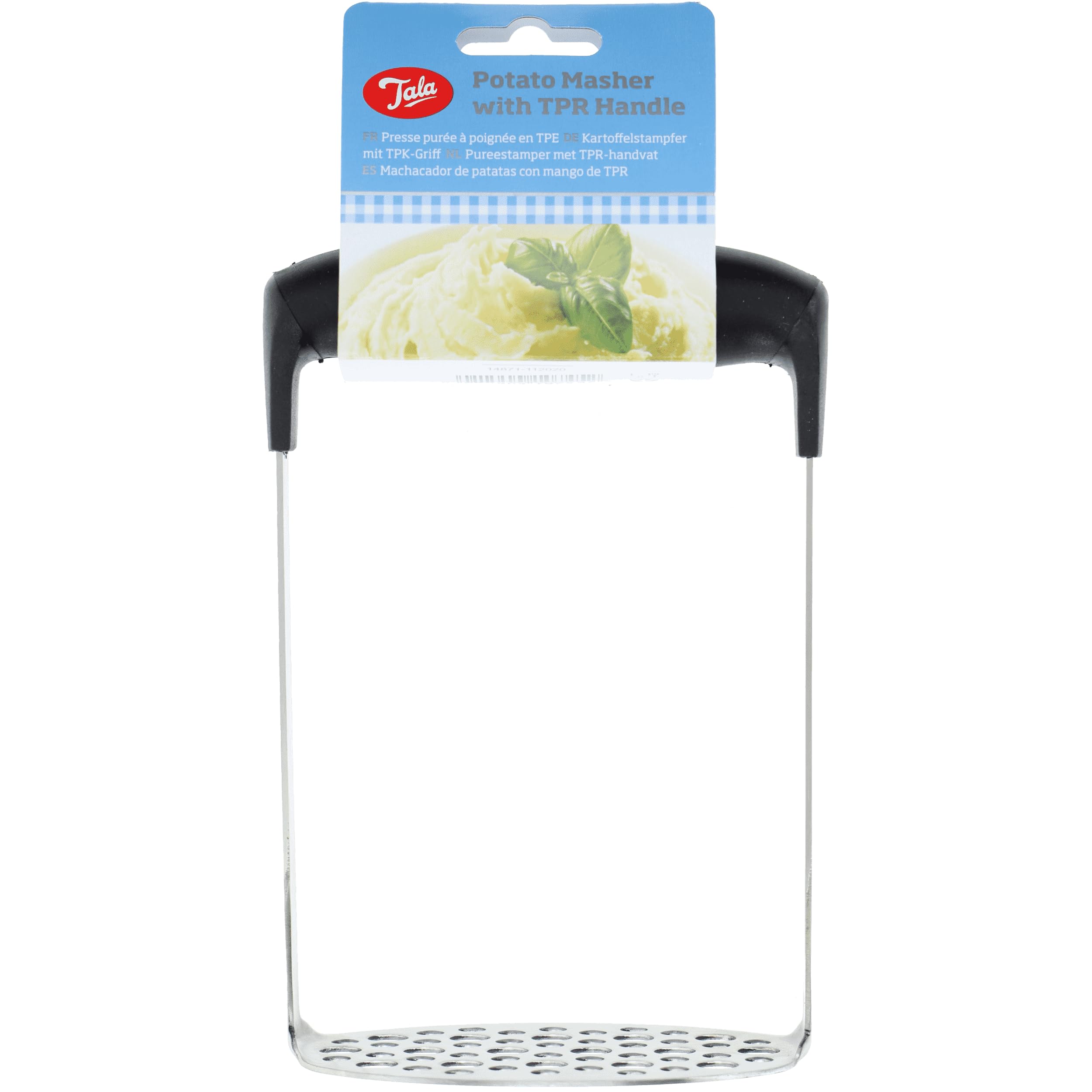 Tala Stainless Steel Potato Masher with Grip Handle, Ideal for mashing all food types with a grip handle for comfortable use, Silver, 8 x 11 x 18 cm