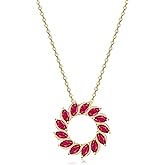 MORGAN & PAIGE .925 Sterling Silver 18K Yellow Gold Plated Lab Created or Genuine Gemstone Circle Pendant Necklaces for Women - Choice of Gemstone, Hypoallergenic Silver Necklaces for Women, 18"