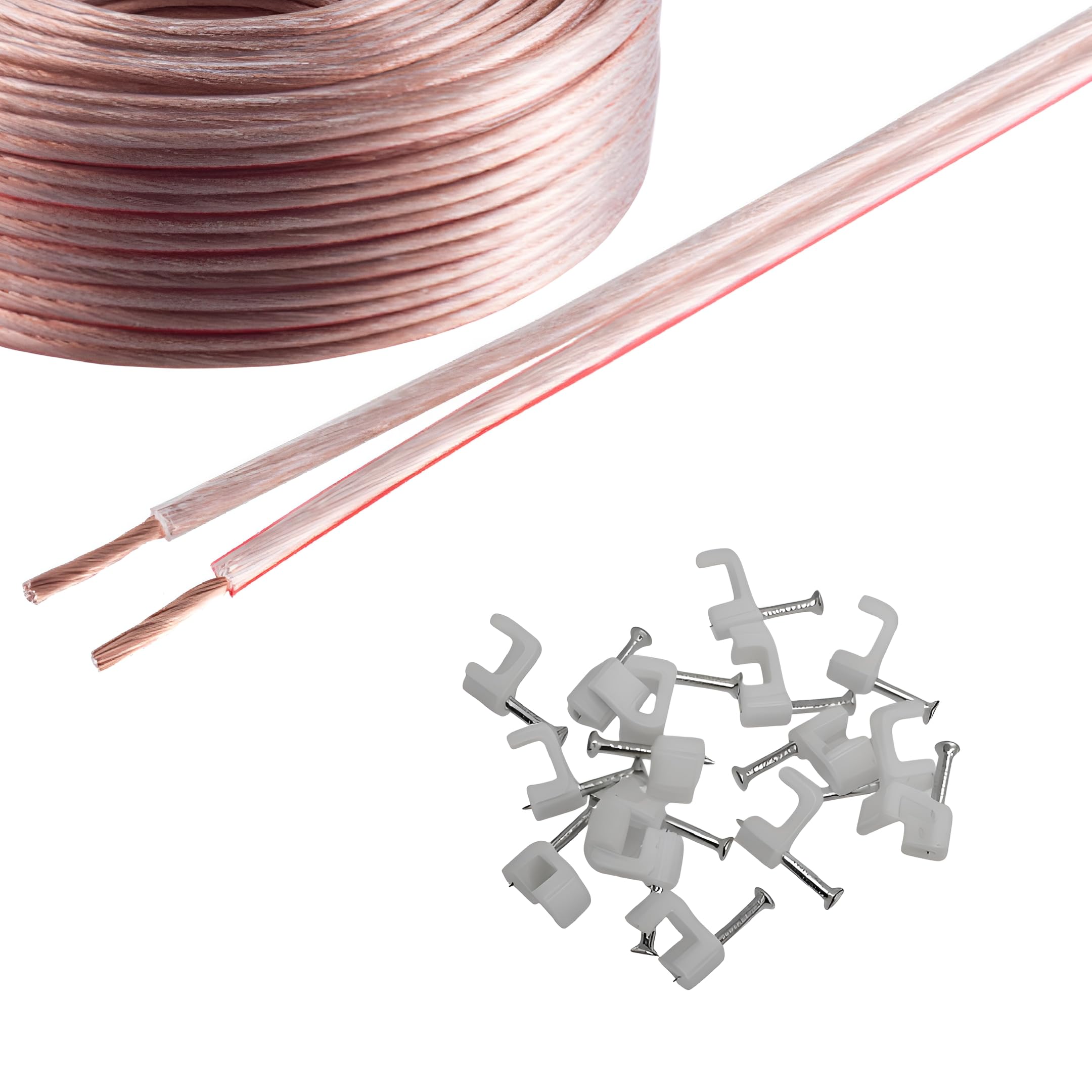 10M Long Reulin - Strand Speaker Cable, 10 M Wire for Home HiFi/Car Audio 0.75mm² 24x0.2 CCA (Transparent, 10 Metress)